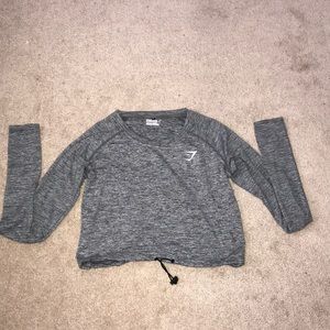 Gymshark drawcord crop top in charcoal marl